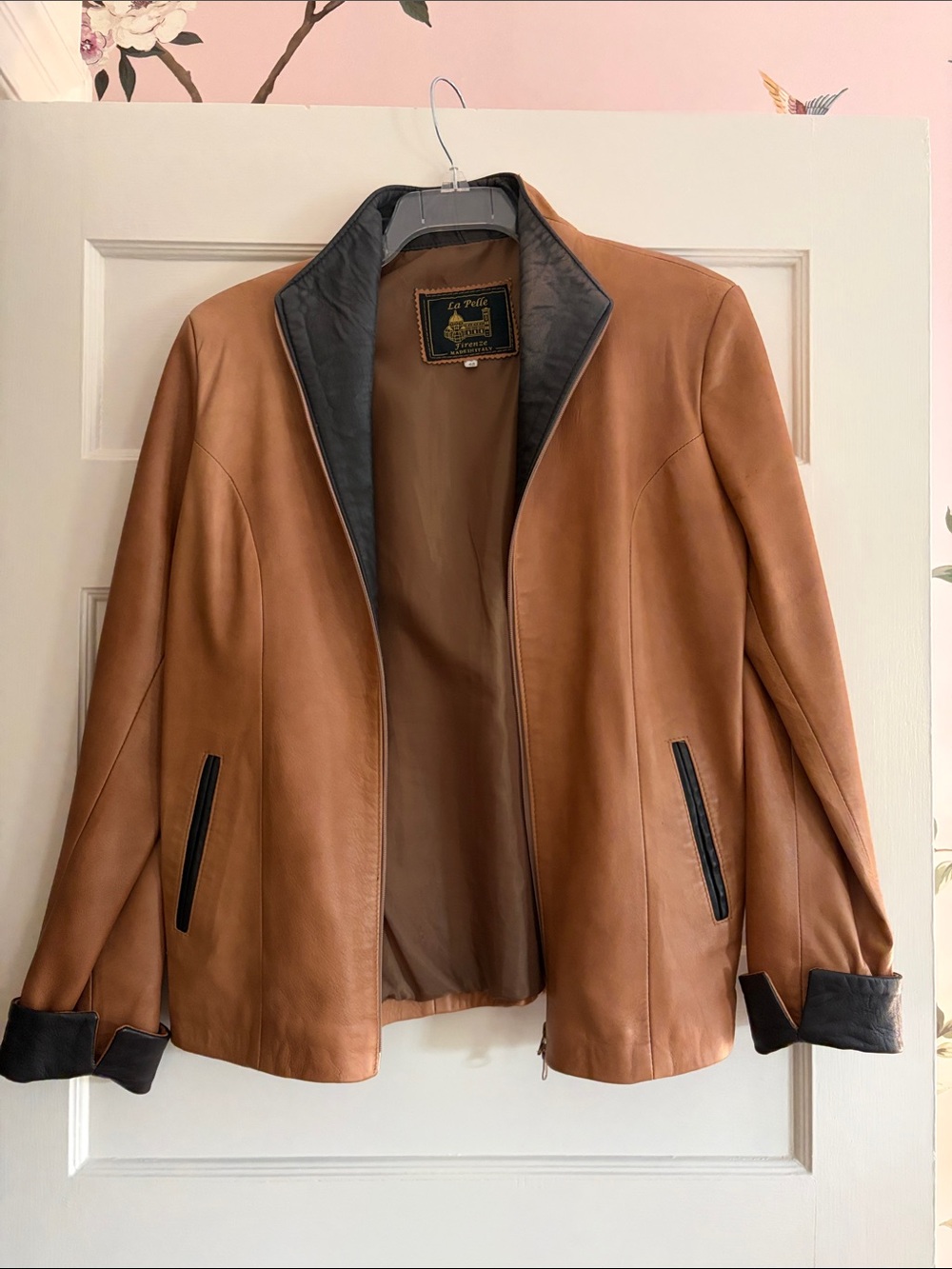 Women’s Leather Jacket with Black Trim